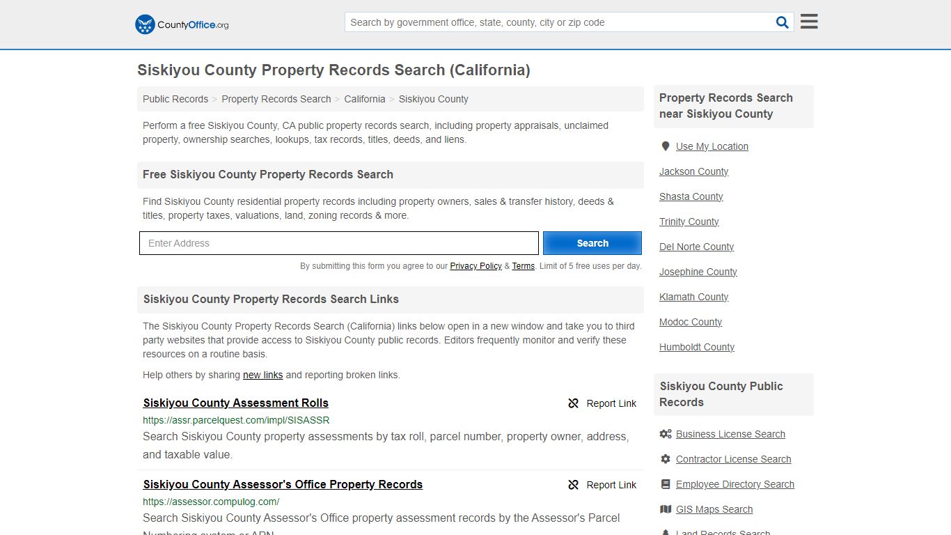 Siskiyou County Property Records Search (California) - County Office