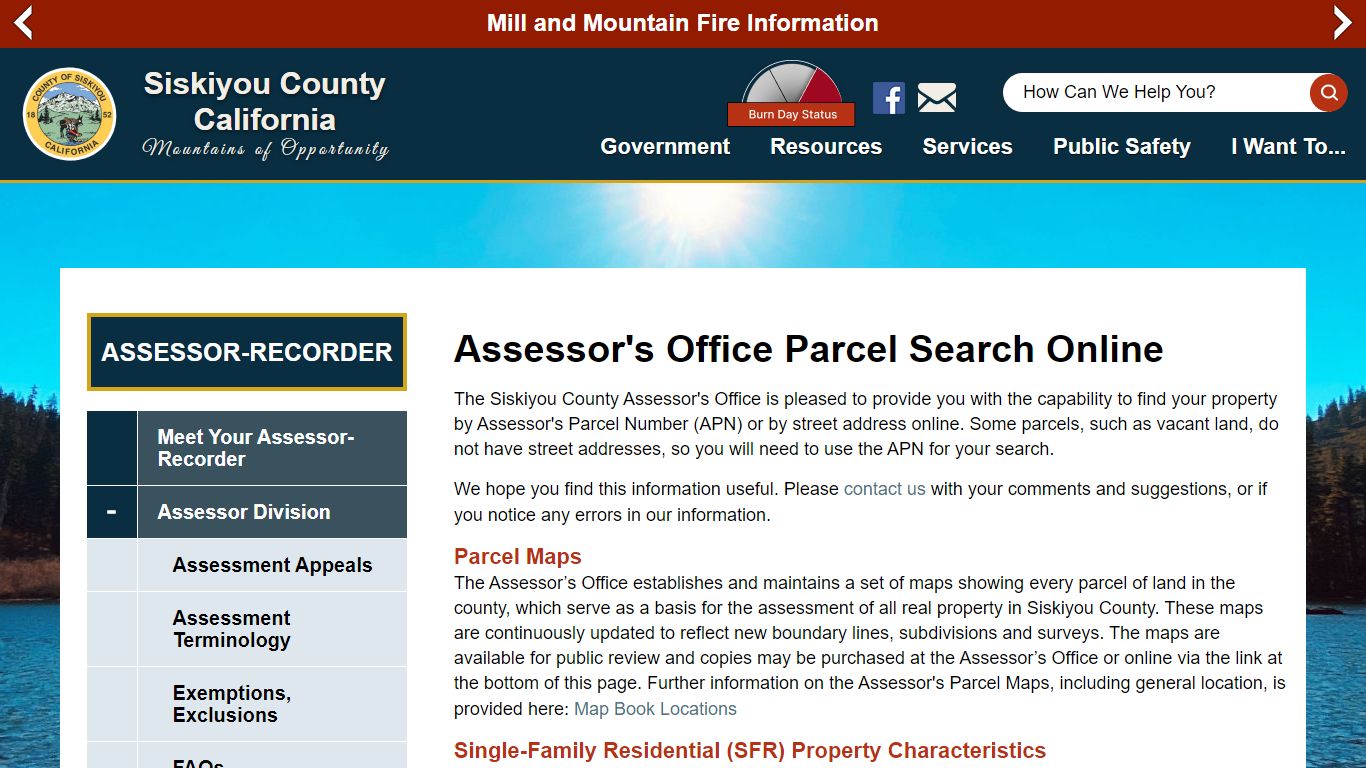 Assessor's Office Parcel Search Online - Siskiyou County, California
